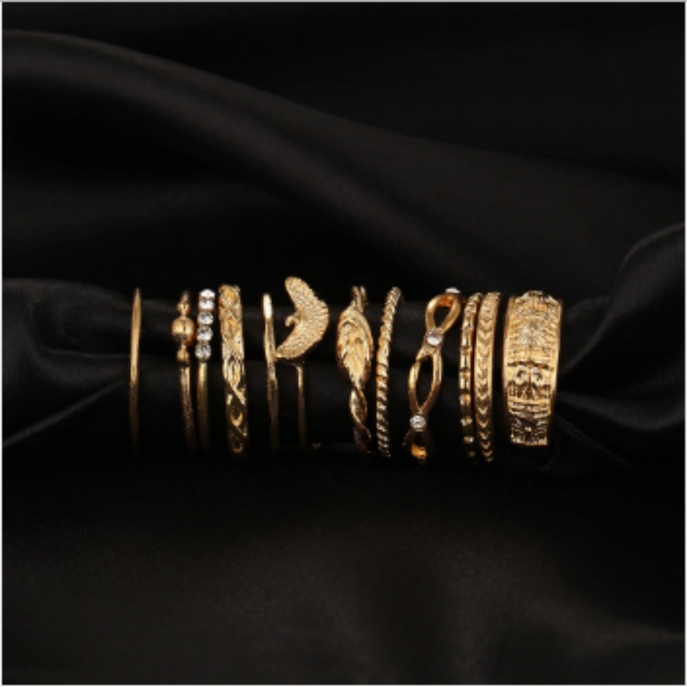 Bohemian Gold Stackable 12 Ring Set - Picture 4 of 8